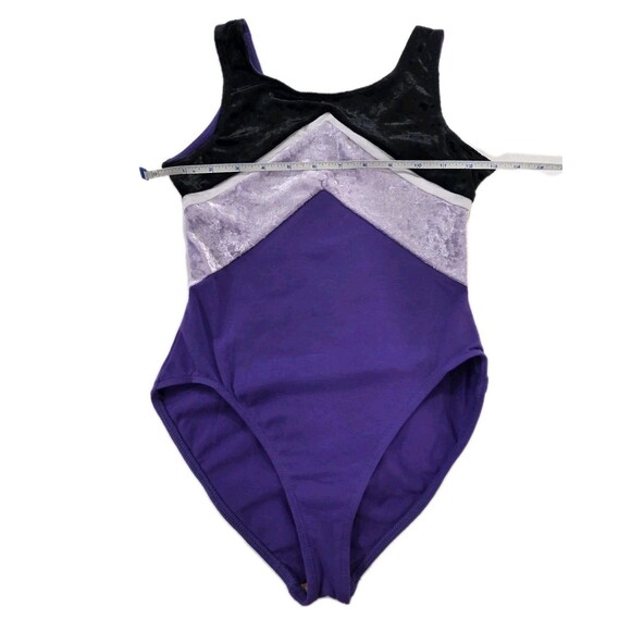 Gilda Marx VTG 90s Cotton Velvet Colorblock Dance Leotard Adult XS (Y/J) Purple - Picture 9 of 13